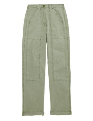 

Womens M&S Collection Cotton Rich Relaxed Straight Trousers - Faded Khaki, Faded Khaki