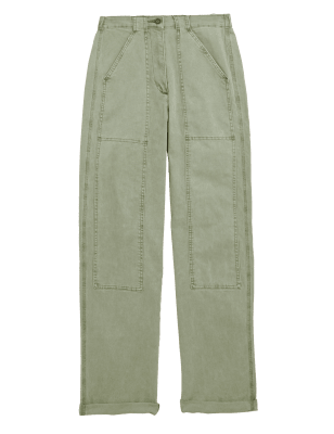 

Womens M&S Collection Bequeme, gerade geschnittene Hose mit hohem Baumwollanteil - Faded Khaki, Faded Khaki