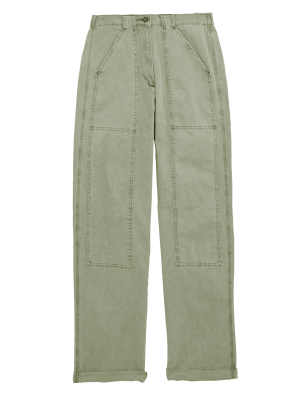 

Womens M&S Collection Cotton Rich Relaxed Straight Trousers - Faded Khaki, Faded Khaki