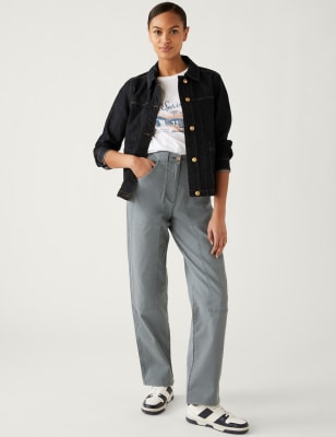 Cotton Rich Relaxed Straight Trousers