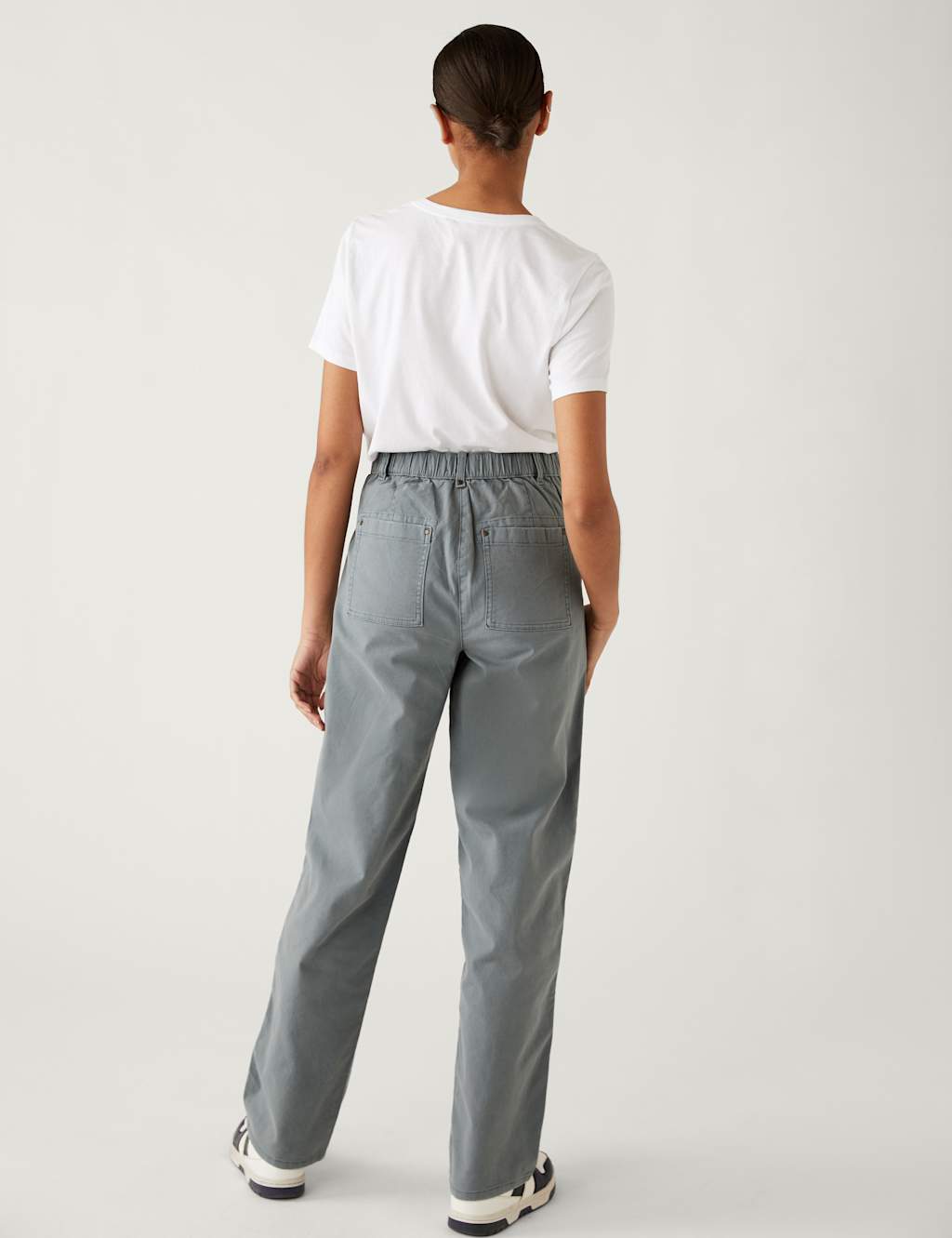 Cotton Rich Relaxed Straight Trousers image 4