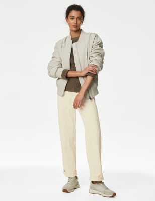 Cotton Rich Relaxed Straight Trousers - AT