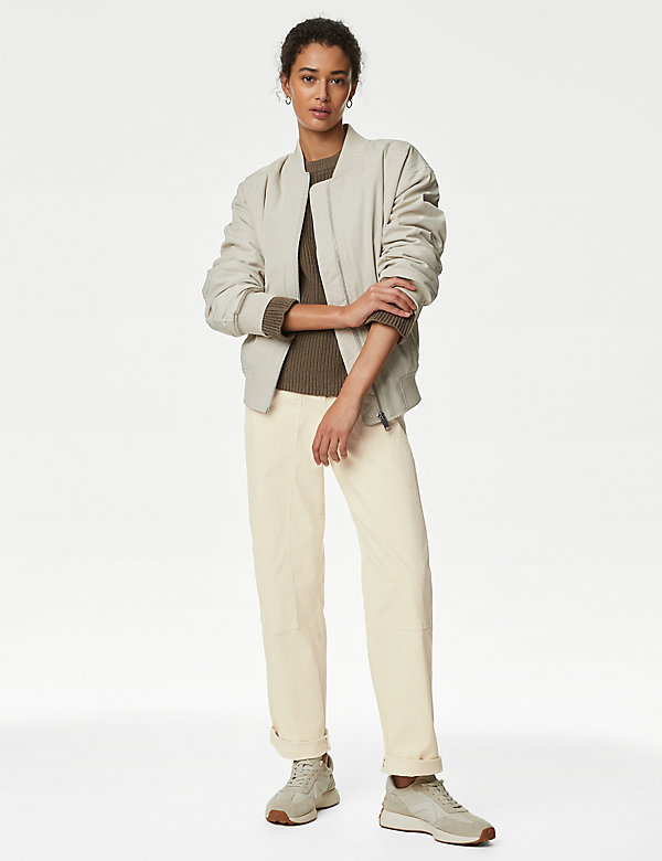 Cotton Rich Relaxed Straight Trousers - DK