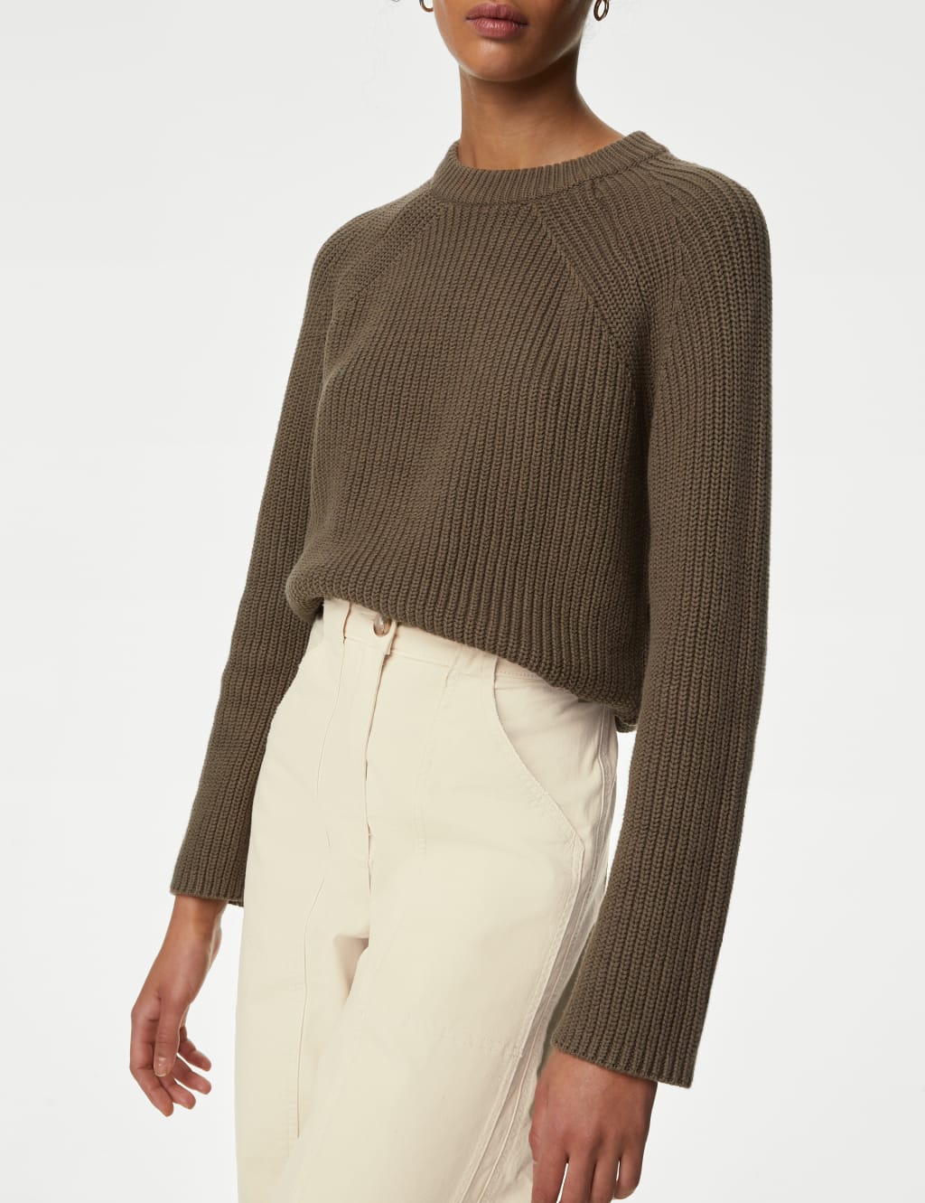 Cotton Rich Relaxed Straight Trousers image 3