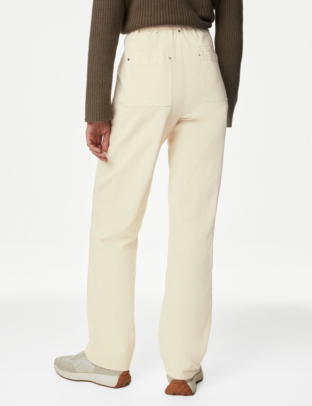 Cotton Rich Relaxed Straight Trousers image 4