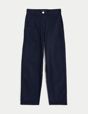 Cotton Rich Relaxed Straight Trousers | M&S Collection | M&S