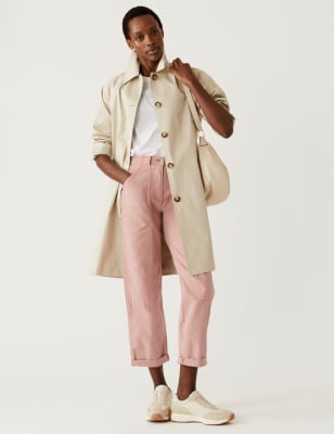

Womens M&S Collection Cotton Rich Relaxed Straight Trousers - Antique Rose, Antique Rose
