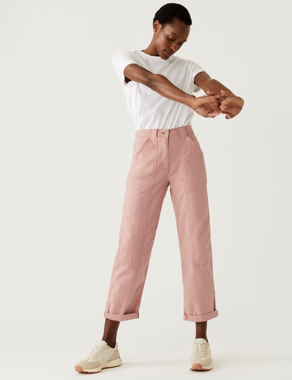 Cotton Rich Relaxed Straight Trousers image 2