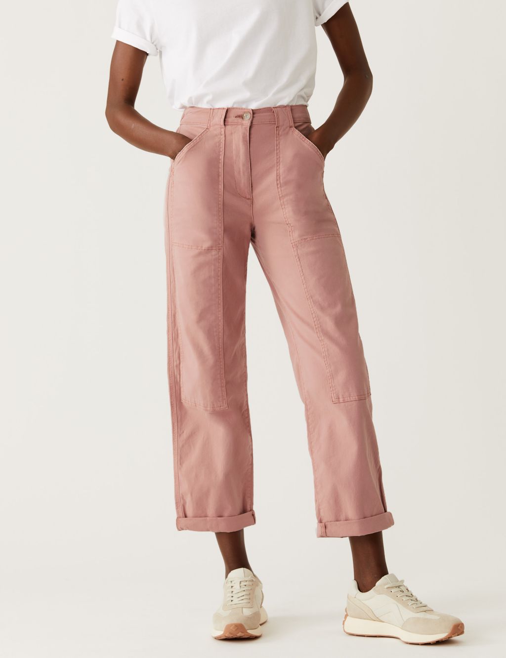 Cotton Rich Relaxed Straight Trousers image 3