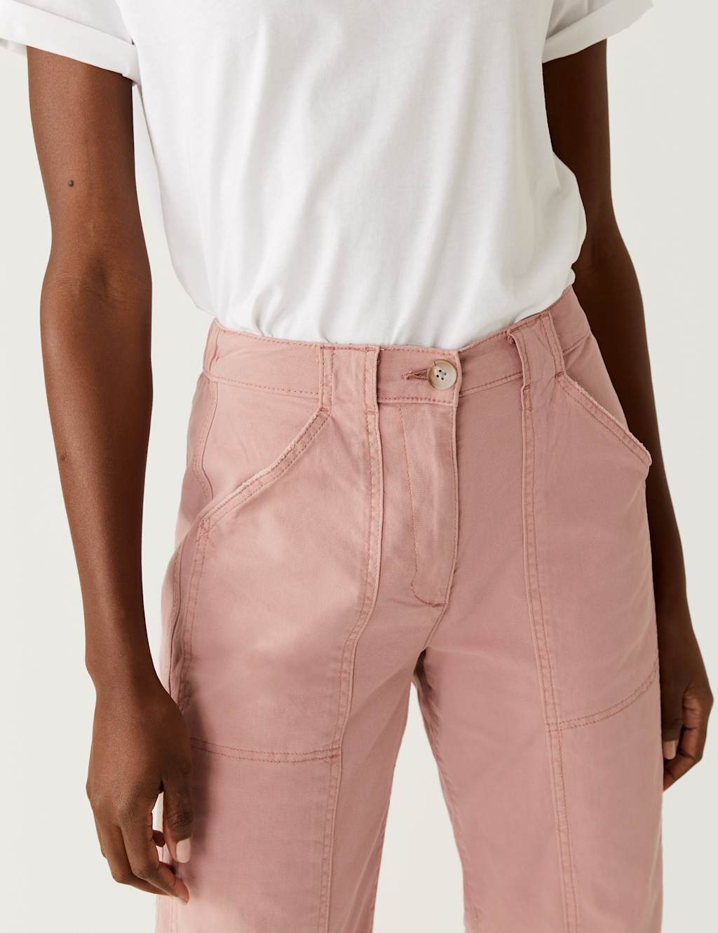 Cotton Rich Relaxed Straight Trousers image 5