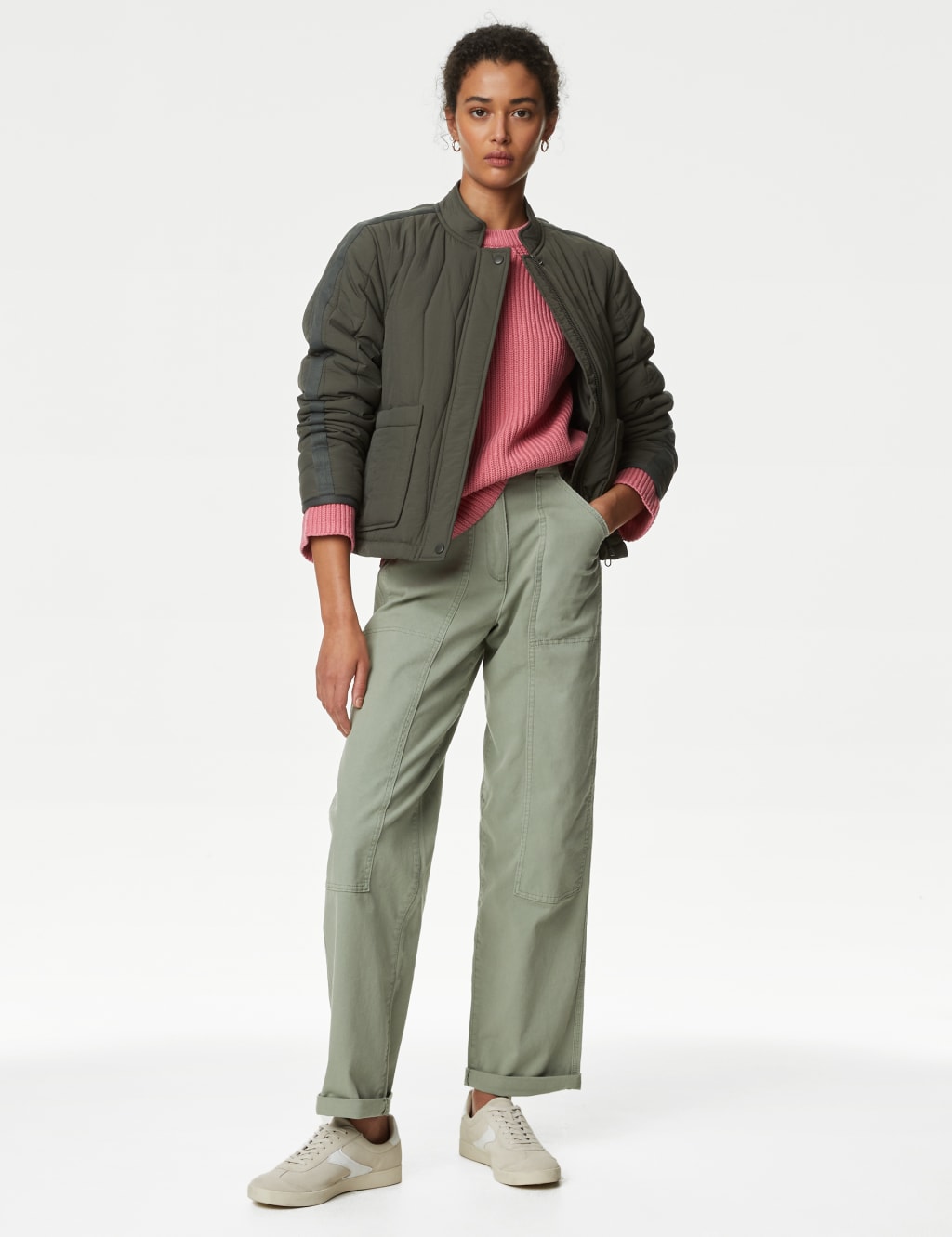 Cotton Rich Relaxed Straight Trousers