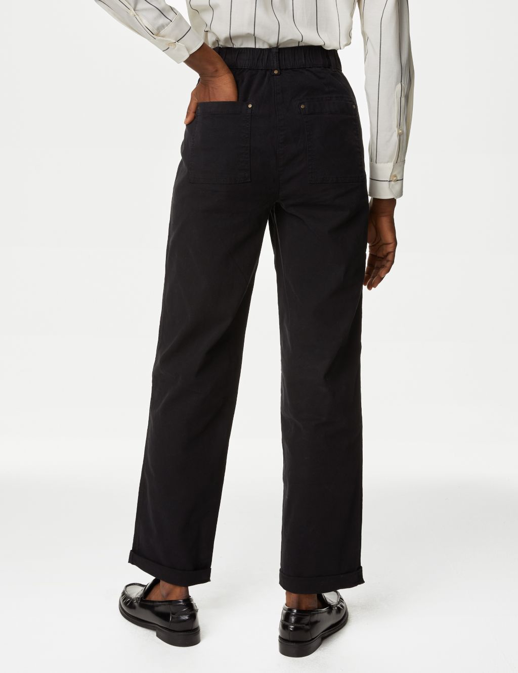 Cotton Rich Relaxed Straight Trousers image 5