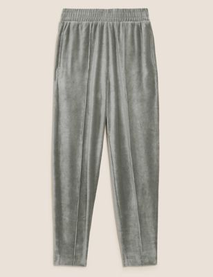 M&S Womens Velour Tapered Ankle Grazer Joggers