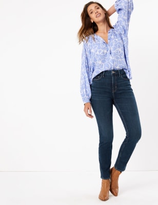 Figuurcorrigerende jeans met hoge taille en rechte pasvorm