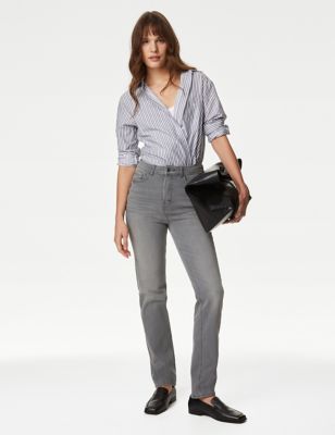 Marks And Spencer Womens M&S Collection Magic Shaping Straight Leg Jeans - Grey, Grey