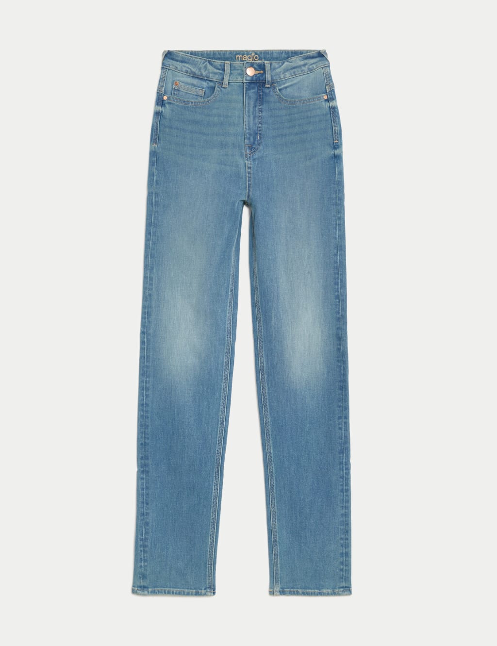 Summer Workwear: Washed Blue Straight Leg Denim Denis High Waisted