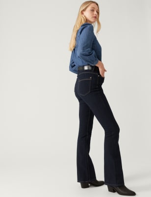 Marks And Spencer Womens M&S Collection Magic Shaping High Waisted Slim Flare Jeans - Indigo Mix