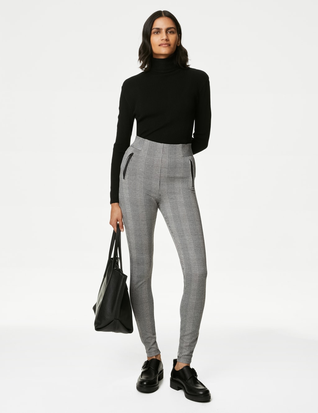 Checked High Waisted Leggings image 1