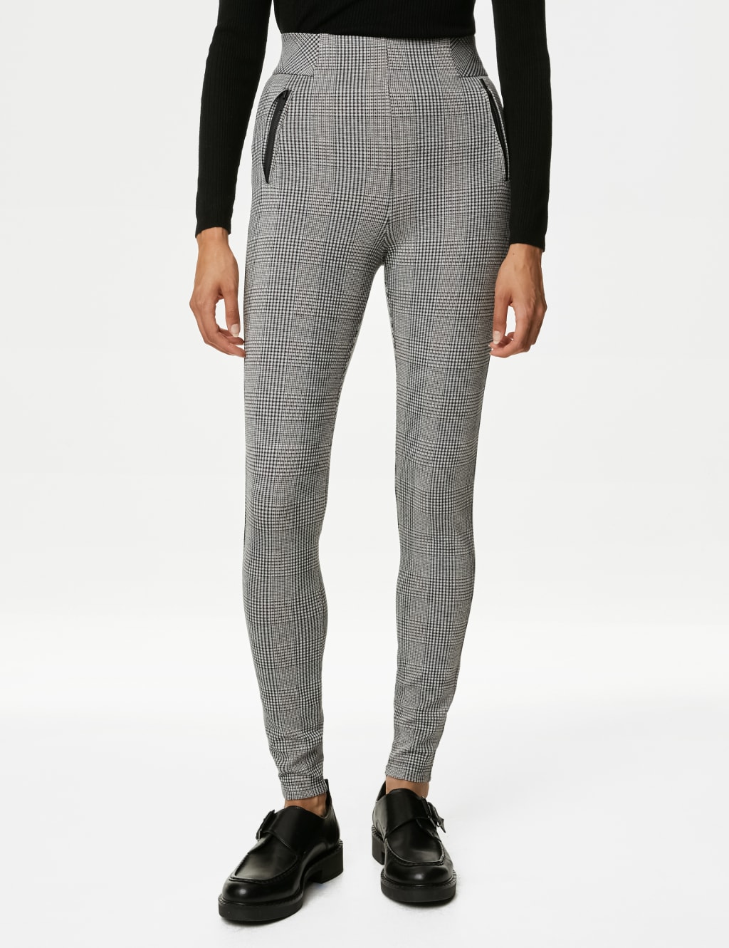 Checked High Waisted Leggings image 3