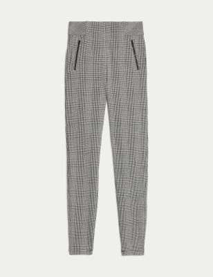 

Womens M&S Collection Checked High Waisted Leggings - Brown Mix, Brown Mix