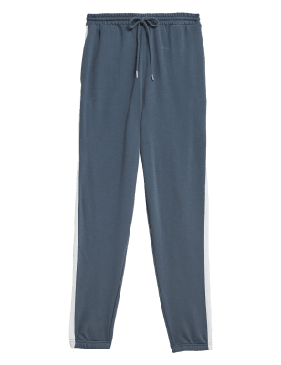 

M&S Collection Pantalón deportivo de algodón con rayas en el lateral y puñosWomens - Blue Mix, Blue Mix