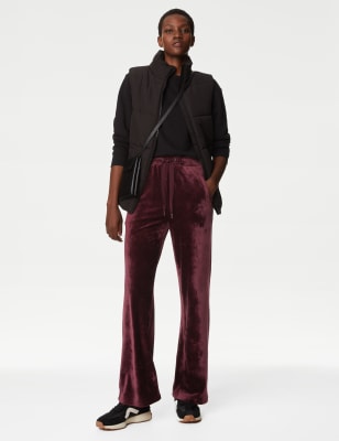 Velour Elasticated Waist Straight Leg Trousers, M&S Collection