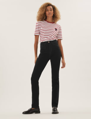 

Womens M&S Collection Magic-Shaping-Jeans mit geradem Bein und Verzierung - Black, Black