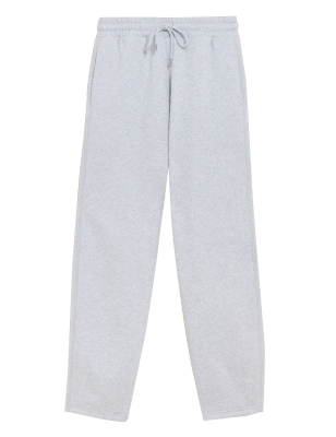 

Womens M&S Collection Cotton Rich Barrel Leg Ankle Grazer Joggers - Grey Marl, Grey Marl