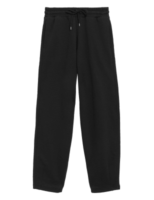 

Womens M&S Collection Cotton Rich Barrel Leg Ankle Grazer Joggers - Black, Black