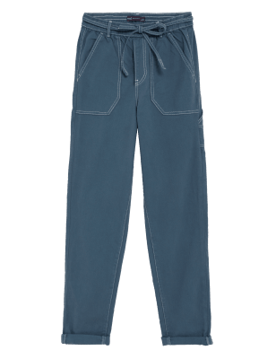 

Womens M&S Collection Schmal geschnittene Jogginghose mit hohem Baumwollanteil und Kontrastnähten - Air Force Blue, Air Force Blue