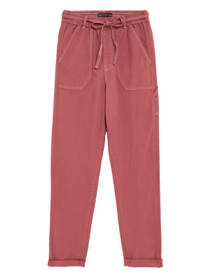 

Womens M&S Collection Schmal geschnittene Jogginghose mit hohem Baumwollanteil und Kontrastnähten - Berry, Berry