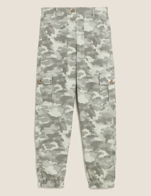 

Womens M&S Collection Cargo Utility Camo Tapered Trousers - Green Mix, Green Mix