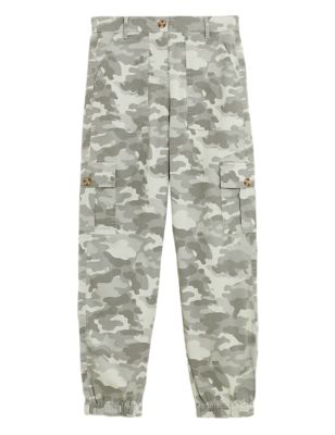 M&S Womens Cargo Utility Camo Tapered Trousers