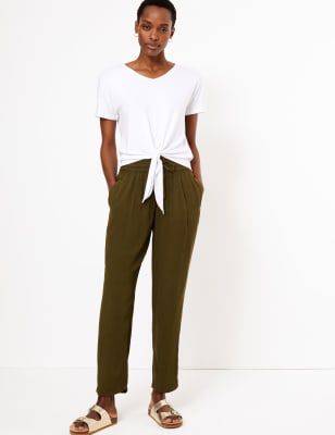 Soft Drawstring Tapered Trousers