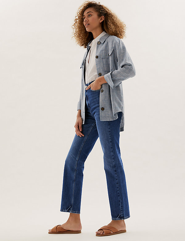 Authentieke jeans met hoge taille en rechte pijpen - NL