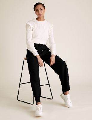 

Womens M&S Collection Linen Rich Wide Leg Trousers - Black, Black