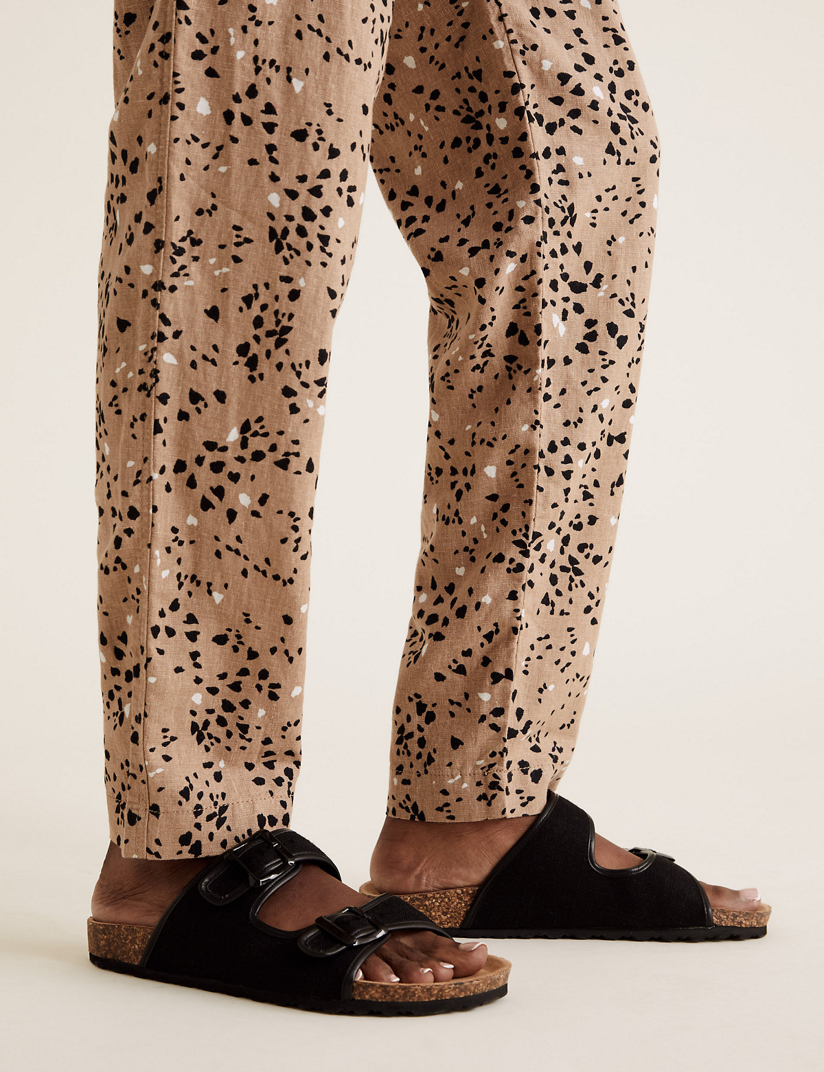 Flax Linen Mix Printed Regular Fit Trouser