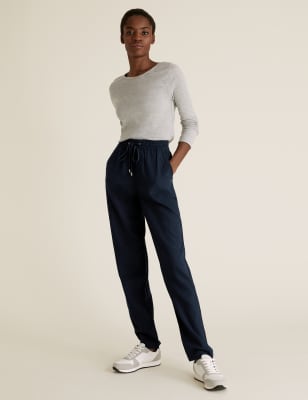 

M&S Collection Pantalón tapered al tobillo de linoWomens - Navy, Navy