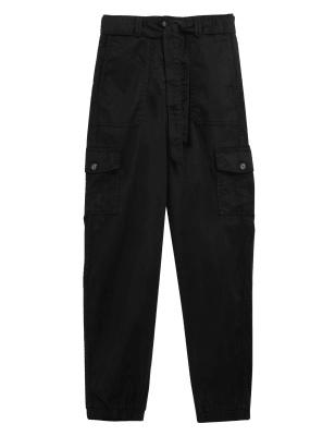 

M&S Collection Pantalón tapered cargo de Tencel™Womens - Black, Black