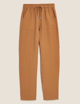 

Womens M&S Collection Tencel™ Rich Tapered Ankle Grazer Trousers - Camel, Camel