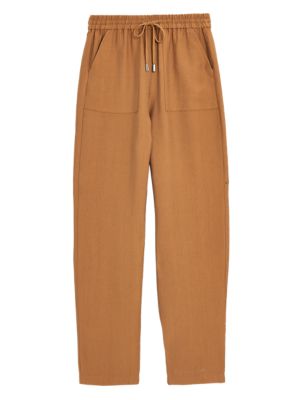 M&S Womens Tencel  Rich Tapered Ankle Grazer Trousers