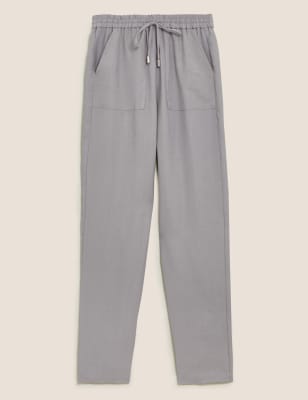 

Womens M&S Collection Tencel™ Rich Tapered Ankle Grazer Trousers - Grey, Grey