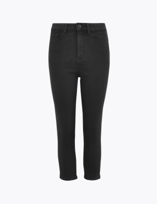 Kort model, superzachte jeans met skinny pasvorm en hoge taille
