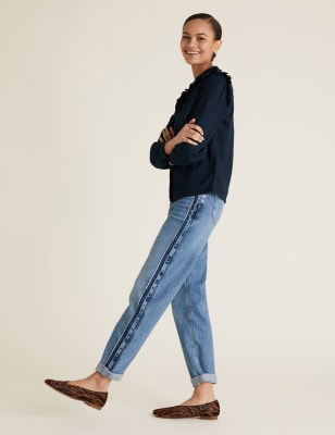  Jean boyfriend à détail latéral - Medium Indigo