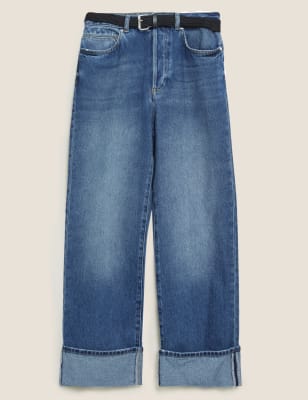 belted wide leg jeans