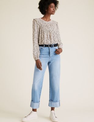 High Waisted Belted Wide Leg Jeans | M&S Collection | M&S