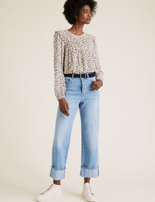 belted wide leg jeans