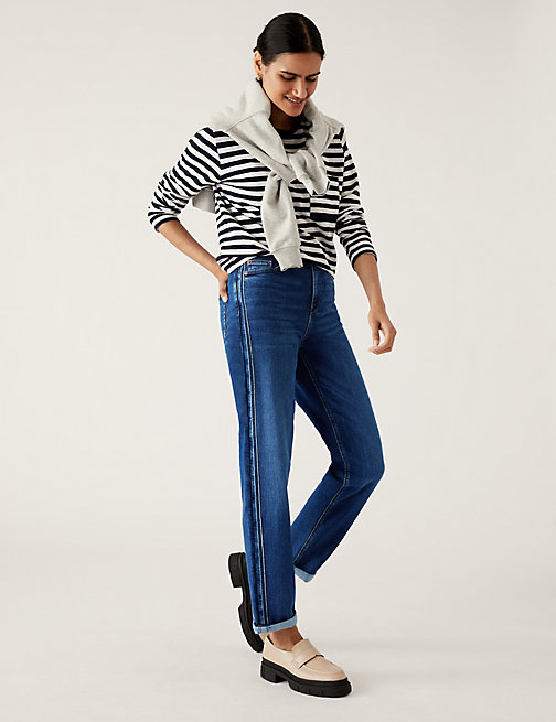 Marks And Spencer Womens M&S Collection Boyfriend Ankle Grazer Jeans - Dark Indigo