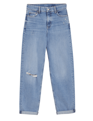 

Womens M&S Collection Knöchellange Jeans im Boyfriend-Stil - Medium Indigo, Medium Indigo