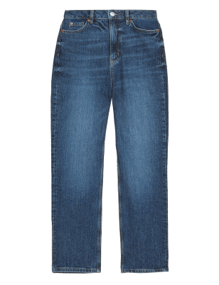 

Womens M&S Collection Cotton Blend Straight Leg Ankle Grazer Jeans - Dark Indigo, Dark Indigo